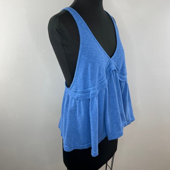 FREE PEOPLE Blue Sleeveless V-Neck Cotton Blend Pullover Zinia Tank Top L Large - Picture 5 of 7